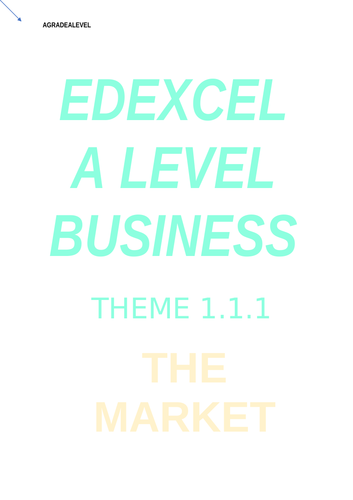 A Level Edexcel Business - 1.1.1 The Market | Teaching Resources