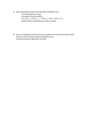 Chemistry Disappearing Cross Exam Qu Teaching Resources