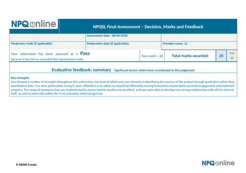 NPQSL -Full Project PASS | Teaching Resources