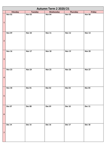 2020/21 Term Calendars | Teaching Resources