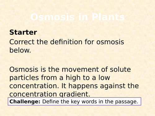 AQA Biology Topic 1 Osmosis in Plants | Teaching Resources