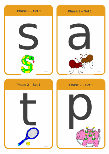 Phase 2 Jolly Phonics Flashcards Teaching Resources