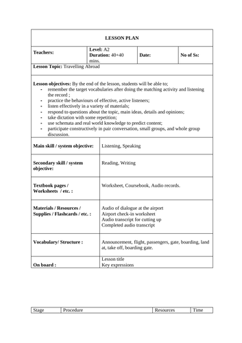 travel assignment for students pdf