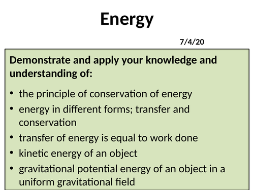 Energy - A level Physics (OCR A)