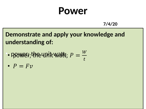 Power - A level Physics (OCR A)
