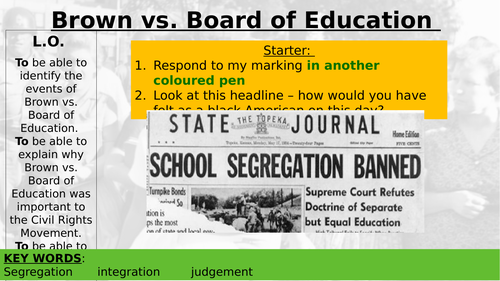 Brown Vs Board. Part of a Black Lives Matter & Civil Rights SOW ...