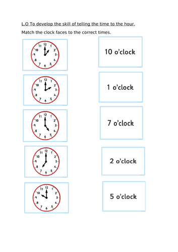 telling the time oclock times teaching resources