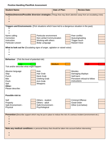 behaviour risk assessment tool education qld