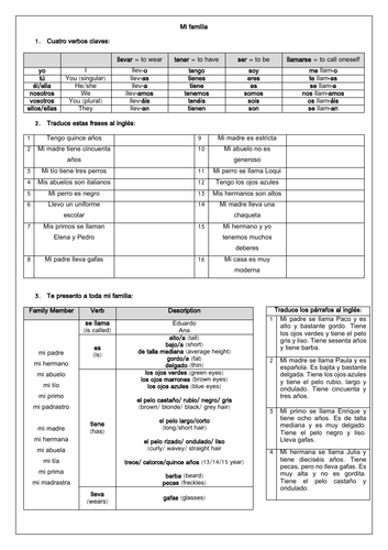 Spanish Family / Mi familia - 13 worksheets for GCSE | Teaching Resources