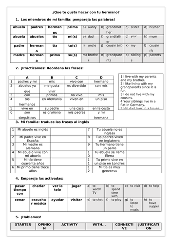 Spanish Family / Mi familia - 13 worksheets for GCSE | Teaching Resources