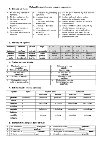 Spanish Family / Mi familia - 13 worksheets for GCSE | Teaching Resources