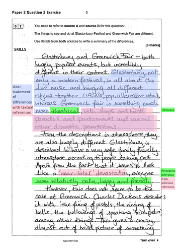 AQA English Language Paper 2 Marked and Annotated Exam Responses on all ...