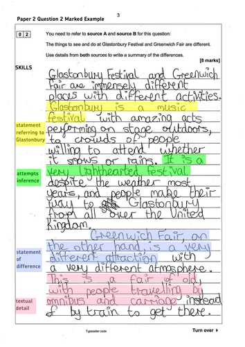 AQA English Language Paper 2 Marked And Annotated Exam Responses On All 