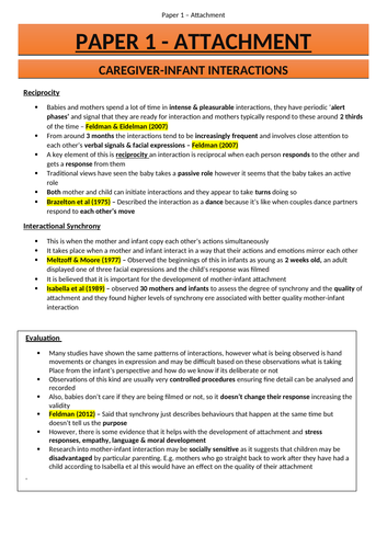 AQA A level Psychology Attachment Revison Guide