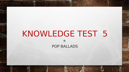 OCR GCSE Knowledge Tests- Conventions of Pop