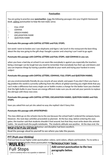 free punctuation worksheet teaching resources
