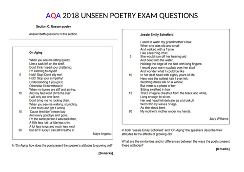 Unseen Poetry from 2018 AQA exam