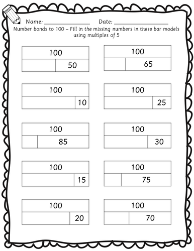 Year 3 LKS2 Maths - Using multiples of 5 in number bonds to 100 ...