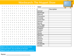 The Muppet Show Wordsearch Starter Settler Activity Homework Cover