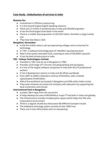 A Level Geography Globalisation Case Studies