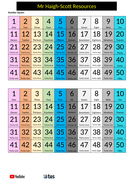 Number square 50/100 and 50/100 + words | Teaching Resources