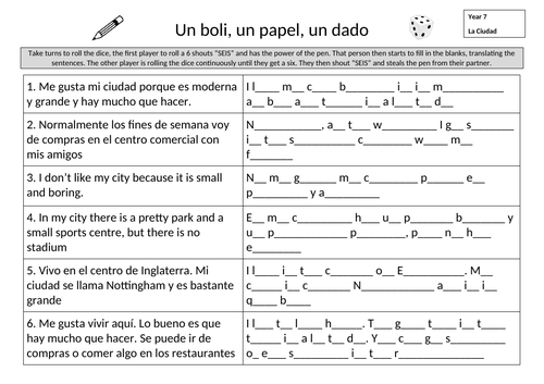 Year 7 Spanish - Viva 1 - Module 5 Mi Ciudad | Teaching Resources