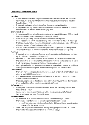 A Level Geography Water and Carbon Cycles Case Studies