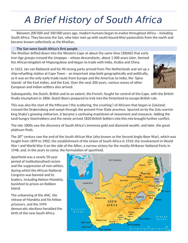 Why was apartheid established in South Africa? | Teaching Resources