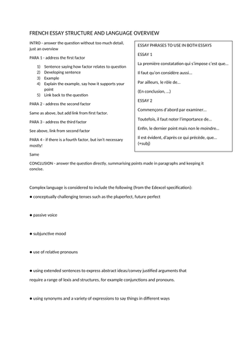 a level french essay mark scheme