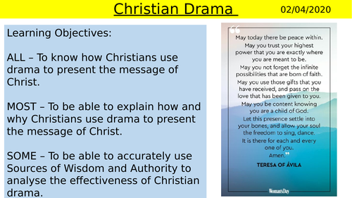 Christian Drama - Christian Practices