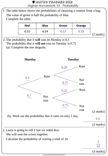 pg online homework answers gcse