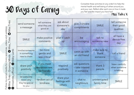 30 Days Of Caring Wellbeing Teaching Resources