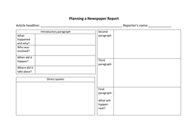 Features of a newspaper report ks2 worksheet picture