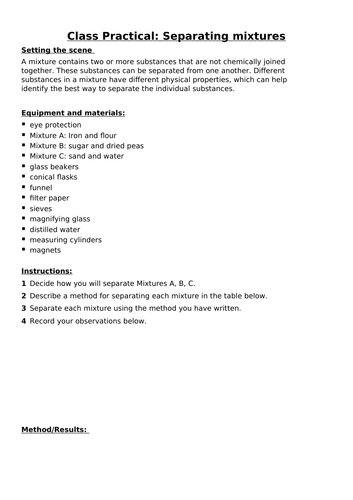 Mixtures Lesson KS3 Activate Science | Teaching Resources