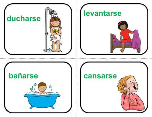 Spanish Reflexive Verbs Flashcards: 24 Verbos Reflexivos (Daily Routines)