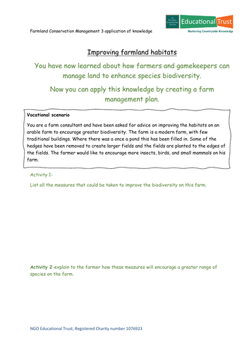 Conservation Fact Files 2 - Habitats Farmland | Teaching Resources