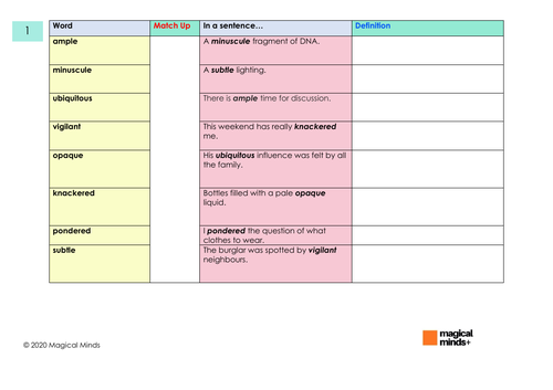 11 plus vocabulary in context teaching resources