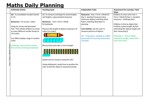 Year 1 Term 1 Week 3 Day 5 standard measures