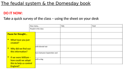 Norman control: Domesday & feudal system