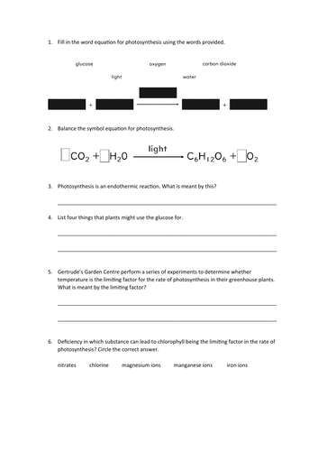 photosynthesis exam questions pdf gcse