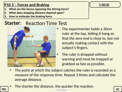 KS4 GCSE Physics AQA P10 3 Forces and Braking | Teaching Resources