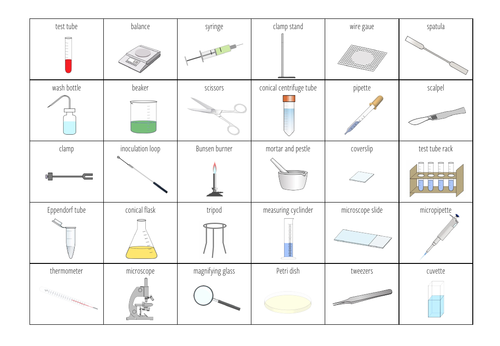 Biology lab equipment - Bingo Cards (KS3/4) | Teaching Resources