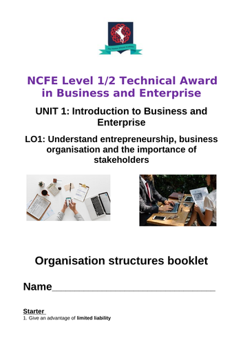 NCFE Level 1/2 Technical award in Business and enterprise