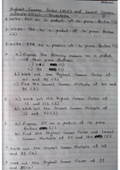 hcf lcm 9 1 gcse worksheet answers teaching resources