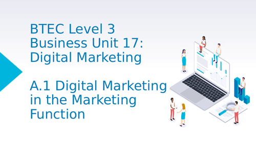 BTEC Level 3 Business Unit 17: Digital Marketing - A1 Digital Marketing in the Marketing Function