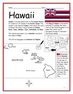 HAWAII - Printable Introductory Geography Worksheet | Teaching Resources