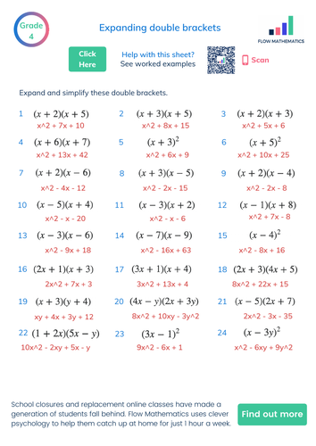 Expanding double brackets | Teaching Resources