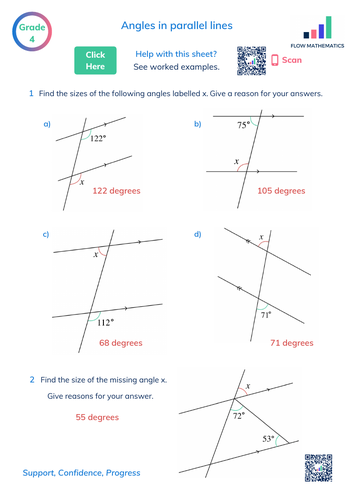 angles in parallel lines homework tes