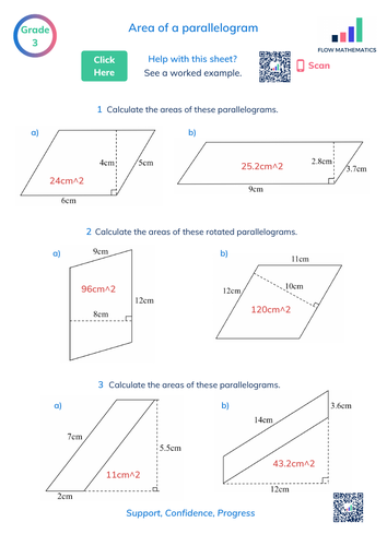 Free Printable Area Of Parallelogram Worksheets