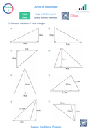 Area of a triangle worksheet | Teaching Resources